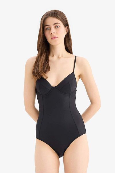 DeFacto Regular Fit Thin Strap Swimsuit-Fall in Love E4795Ax25Sm
