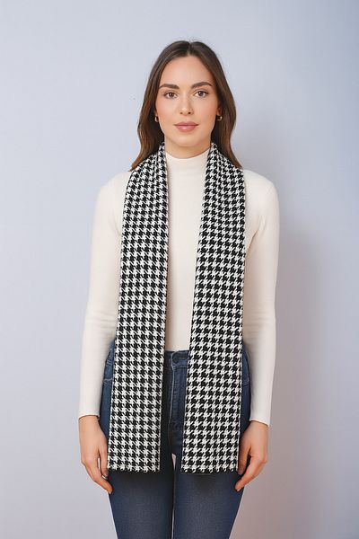 Sebir Moda Houndstooth Patterned Knitwear Shawl