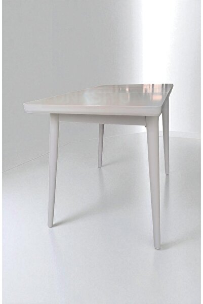 FONKSİYONER 4 Kişilik Ortadan Açılır Mdf Beyaz Masa/60X90-120X75