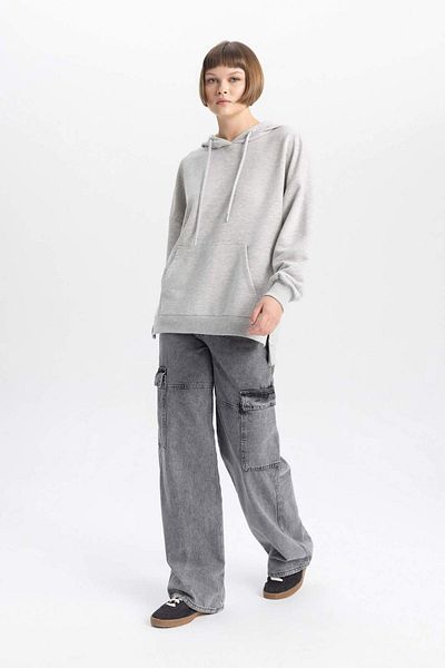 DeFacto Oversize Wide Fit Polo Neck Sweatshirt B7834Axns