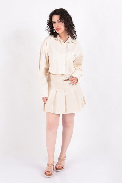 Hadise 3966 Model Women's Pleated Mini Skirt - Coat of Arms