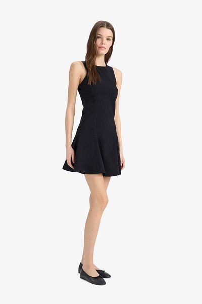 DeFacto Coool Crew Neck Bengalin Sleeveless Mini Summer Dress F2666Ax25Sm