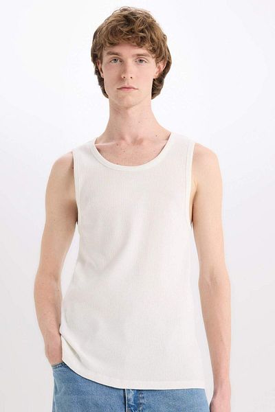 DeFacto 100% βαμβακερή εφαρμογή Slim Fit Crew Neck Ribbed Undershirt E0446ax25sm