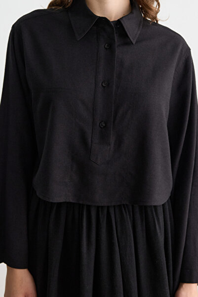 BE BLUE ΜΑΥΡΟ ΠΟΥΚΑΜΙΣΟ ΒΑΜΒΑΚΙ ΛΙΝΟ ΜΕ ΛΕΠΤΟΜΕΡΗ ΡΑΦΗ