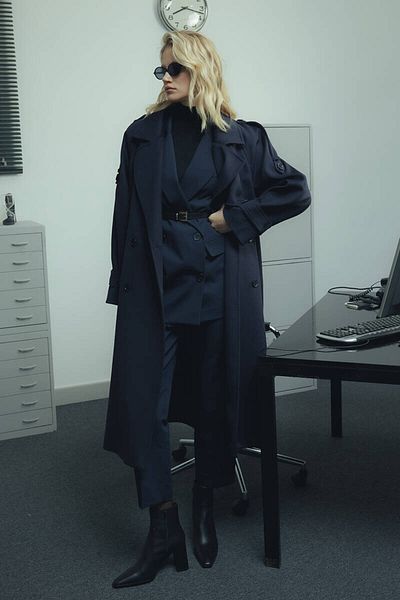 BE BLUE Тъмносини панталони с класическа кройка