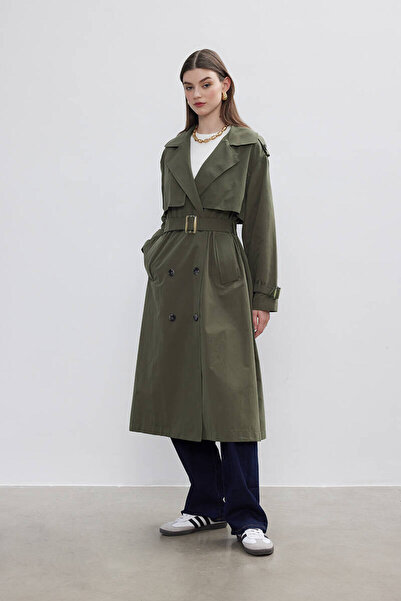 BE BLUE HAKİ ÇİFT RÜZGARLIKLI TRENÇKOT