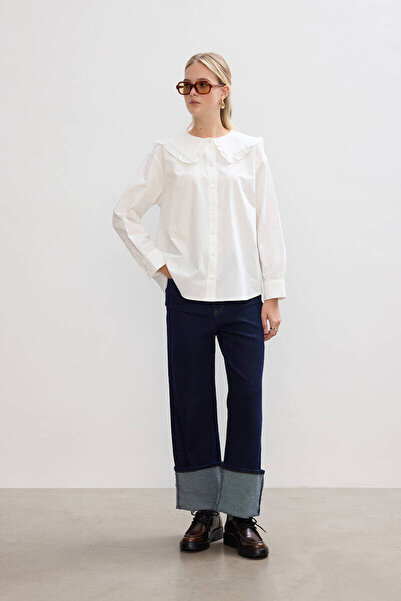 BE BLUE EKRU YAKA DETAYLI GÖMLEK