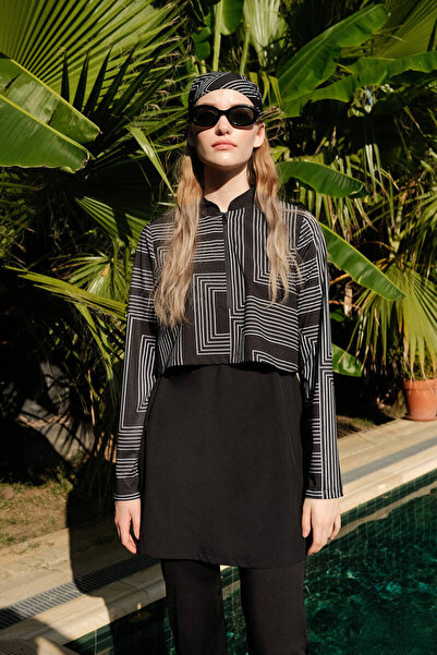 BE BLUE Comfort Μίνιμαλ μοτίβο Hijab Φόρεμα μαγιό