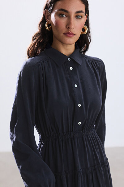 BE BLUE Dark Blue Ribbed Modal Dress