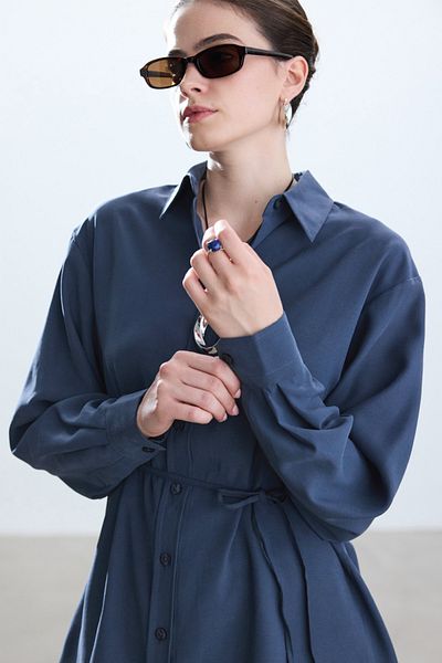 BE BLUE Indigo Modal Vintage πουκάμισο