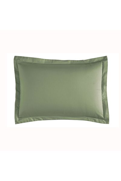 Linens Cotton-Satin 2'Er Flounces Pillow Case Set Dark Green