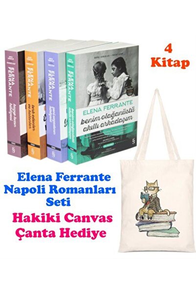 Everest Yayınları Elena Ferrante - Napoli Romanları Seti 4 Kitap (Hakiki Canvas Çanta Hediye)