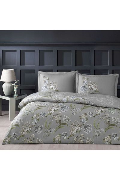 Taç Σετ Παπλωματοθήκη διπλό Elodie Satin Grey