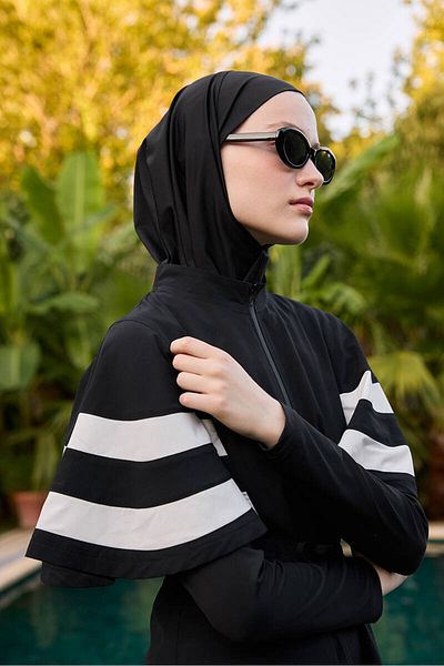 BE BLUE Δεμένο Μαύρο Μαγιό Hijab - Μπόνε