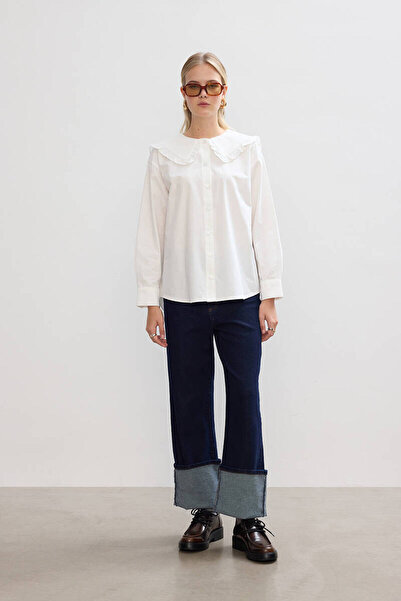 BE BLUE EKRU YAKA DETAYLI GÖMLEK