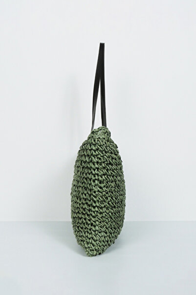 BE BLUE Green Leather Handle Wicked Bag