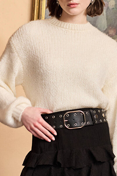 BE BLUE Ecru Balloon Sleeved Sweater