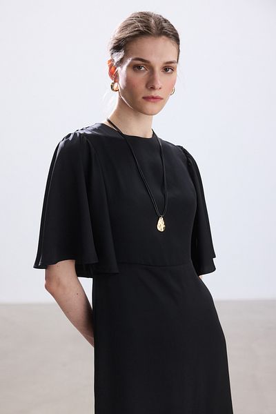 BE BLUE Black Romantic Satin Dress