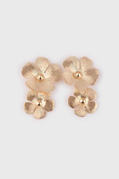 DeFacto Women's Floral Gold Earrings E8043Axns