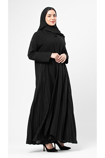 outline Black abaya with side pleats