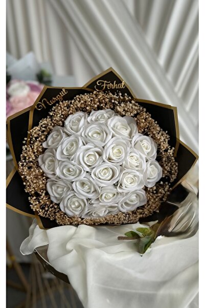 eyb lina organizasyon 41 adet yapay kadife gül buketi Cipso süslemeli