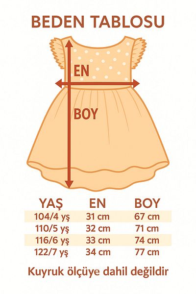 Eray Kids Rochie de seară pentru fetiță, cu mâneci cu volane, cu coadă cu mâneci și model cu buline
