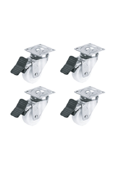 Hts 234 Çift Bilyalı Polyamid Frenli Makaralı Mobilya Tekerleği 50x20mm 4'lü Set