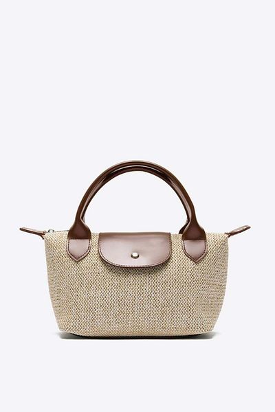 Shule Bags Tiger Straw Small Shoulder Bag Brown