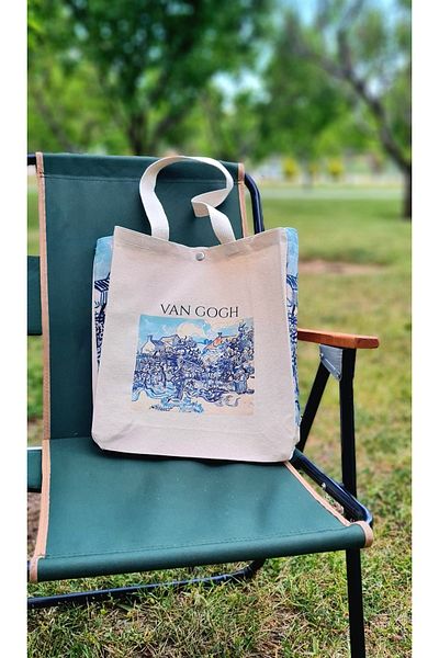 Luvili Van Gogh Canvas Tote Bag with Snap Fasteners Premium Series |   Van Gogh