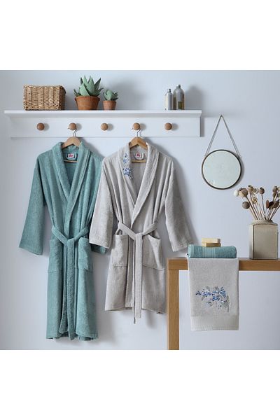 Taç Set de halate de baie pentru familie Mimosa Bamboo din 4 piese Stone