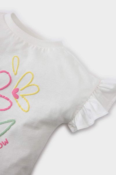 DeFacto Baby Girl Crew Neck Floral Short Sleeve T-Shirt E7805A525Sm