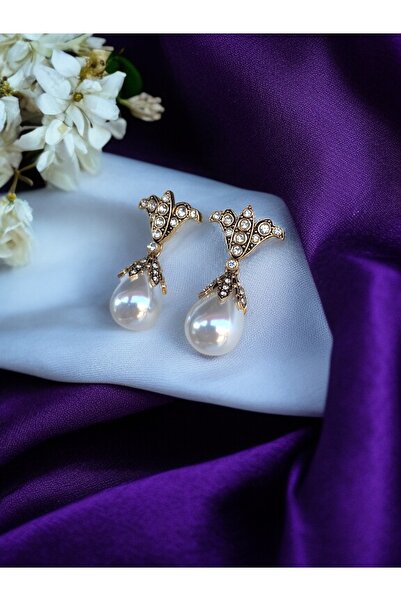 FAYRA ACCESSORIES Mayorka İnci Sallantılı Lale Figür İnci Küpe