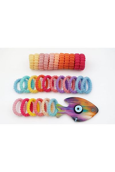 monalisatoka Women's Color I Ultra Flexible Serrated 20-Piece Box Towel Rubber Buckle Set