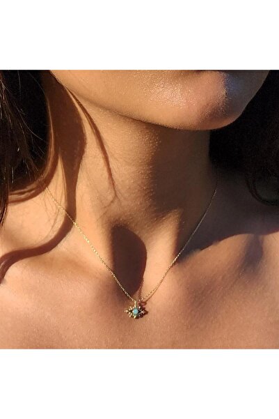 FasekGold Gümüş Kolye - Tasarım Kirpik Nazar Boncuğu Firuze Mineli Göz Tasarım925 Ayar Gümüş Kolye Gümüş Kolye