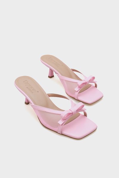 Capone Outfitters Midge Medium Heeled Mesh Bow Women's Slippers
