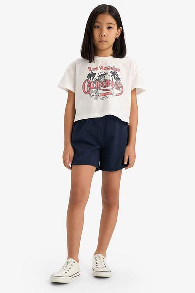 DeFacto Girl's Cotton 2-Piece Set Printed Short Sleeve T-Shirt Elastic Waist Shorts E7318A825Hs