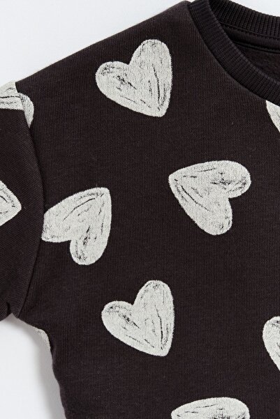 Kyron Γυναικείο φούτερ με στάμπα 100% βαμβακερή καρδιά - Σκούρο γκρι