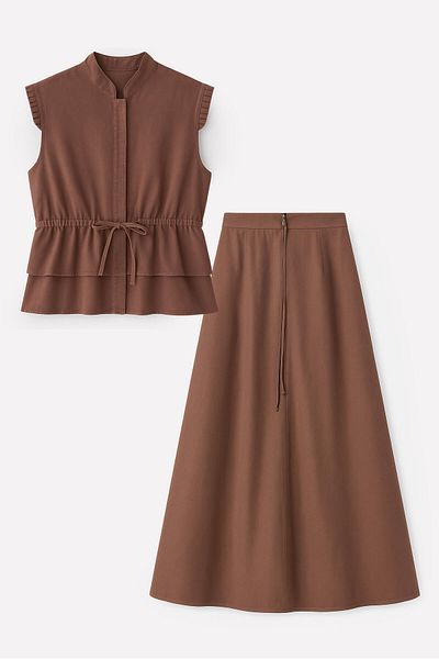 Touché Privé 100% Cotton Vest Skirt Suit