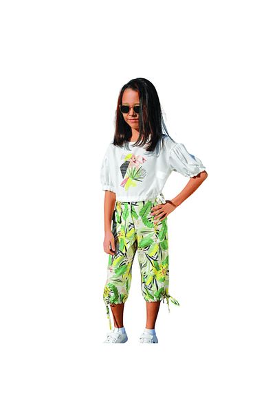 Escabel Girl's Tropical Pattern Printed Bermuda Pants