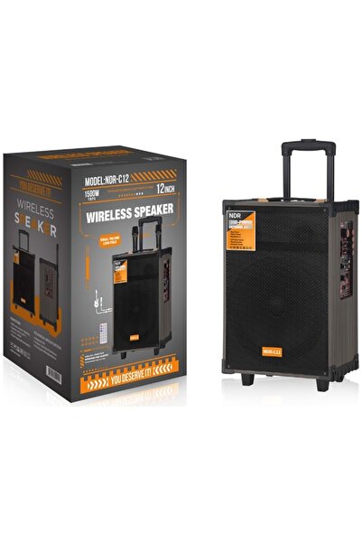 NDR NDRC12 Bluetooth Hoparlör FM Radyo 12 İnç USB TF AUX Çift Mikrofonlu Kuma...
