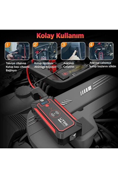 Genel Markalar Jstar 4 24000 Mah 2500a Jump Starter Taşınabilir Akü Takviye Cihazı ( Kablosuz Şarj + Pusula +