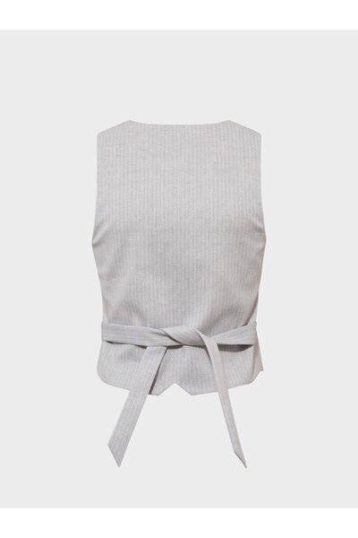 RİVUS Double Breasted Buttoned Vest - Gray Striped