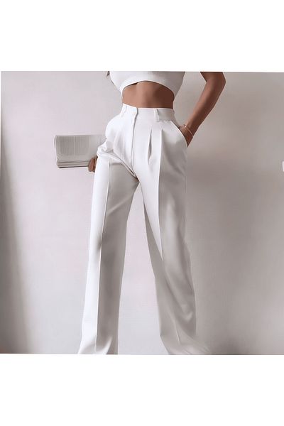 LAND MODA Women's Pleated Fabric high waist Palazzo Pants