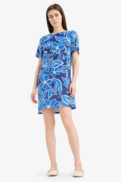 DeFacto Mini rochie de vară cu mânecă scurtă cu model floral cu decolteu rotund F1834ax25sm