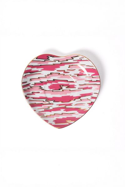 Güral Porselen Heart 12 cm Tea Plate Hand Decor Pink 430