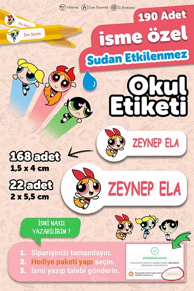 MSticker ملصق دفتر ملاحظات على شكل قلم رصاص للمدرسة، ملصق مخصص قابل للكتابة على شكل فتيات القوة - 190 قطعة