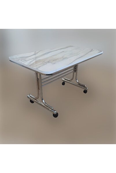 Rehber Mobilya Aksesuar Beyaz Mermer Desenli 70x110 Krom Nikel Kaplamalı Teke...