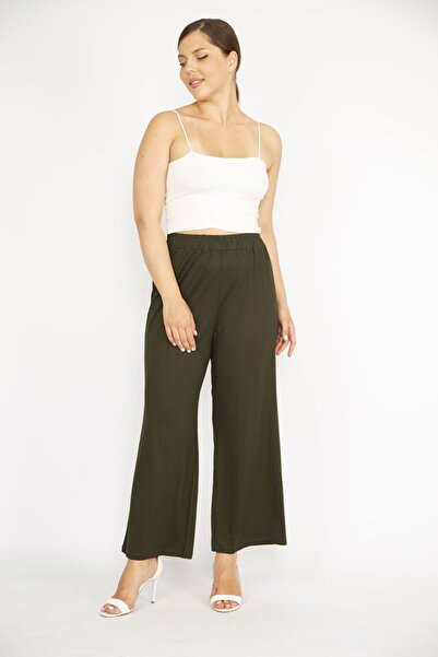 Şans Γυναικείο φούτερ χακί μεγάλου μεγέθους φαρδύ πόδι 65n36498