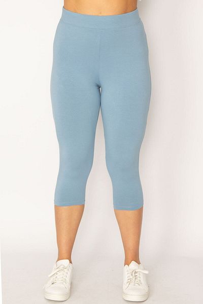 Şans Damen-Strumpfhose aus babyblauem Baumwollstoff in großen Größen Capri 65n34244