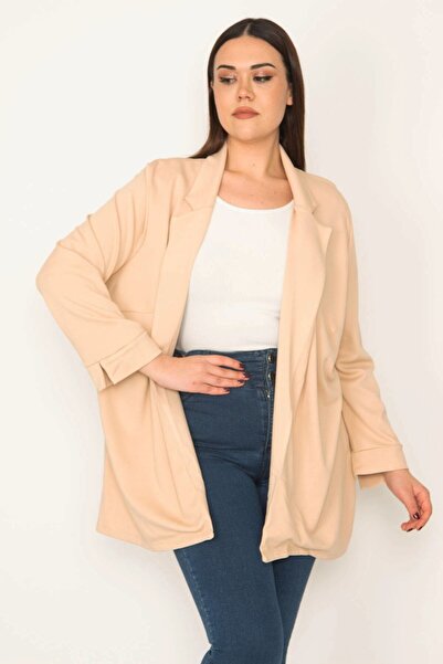 Şans Women's Plus Size Camel Unlined Jacket 65n31778